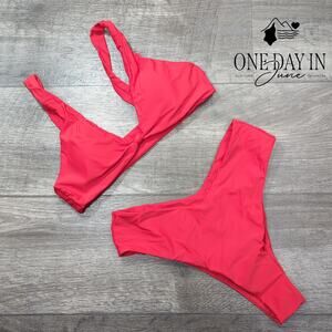 CharmLeaks High Cut Knot Front Cheeky Bikini Swimsuit Size S